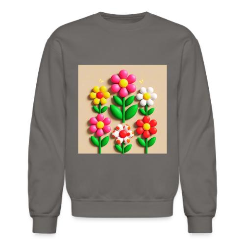 3D Flowers and Butterflies in Amber, Floral Design - Unisex Crewneck Sweatshirt