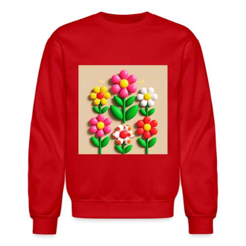 3D Flowers and Butterflies in Amber, Floral Design - Unisex Crewneck Sweatshirt