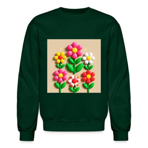 3D Flowers and Butterflies in Amber, Floral Design - Unisex Crewneck Sweatshirt
