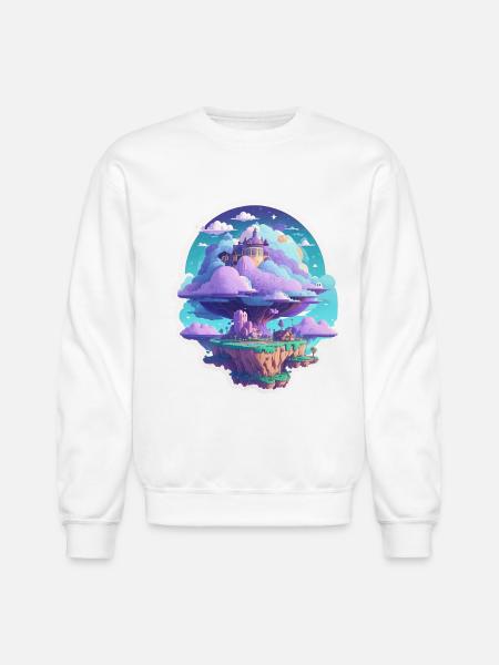 Sky-High Whimsy: Floating Islands - Unisex Crewneck Sweatshirt - white