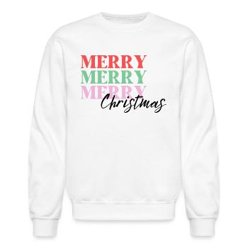 Merry, Merry, Merry - Unisex Crewneck Sweatshirt - white - Front - AI Model Female 172 light (172cm) & AI Model Male 185 dark (185cm)