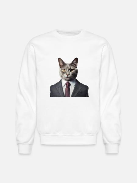Cat in a suit - Unisex Crewneck Sweatshirt - white