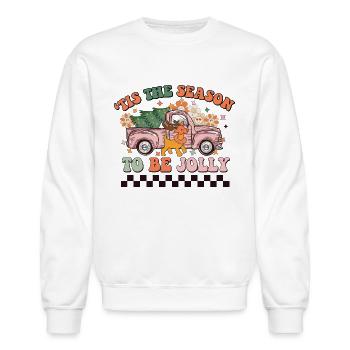 Tis The Season To Be Jolly Farm Christmas Tree - Unisex Crewneck Sweatshirt - white - Front - AI Model Female 172 light (172cm) & AI Model Male 185 dark (185cm)