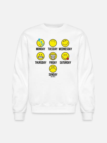 SmileyWorld Different Days, Different Emotions - Unisex Crewneck Sweatshirt - white