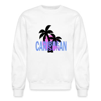 Caribbean Sun - Unisex Crewneck Sweatshirt - white - Front - AI Model Female 172 light (172cm) & AI Model Male 185 dark (185cm)