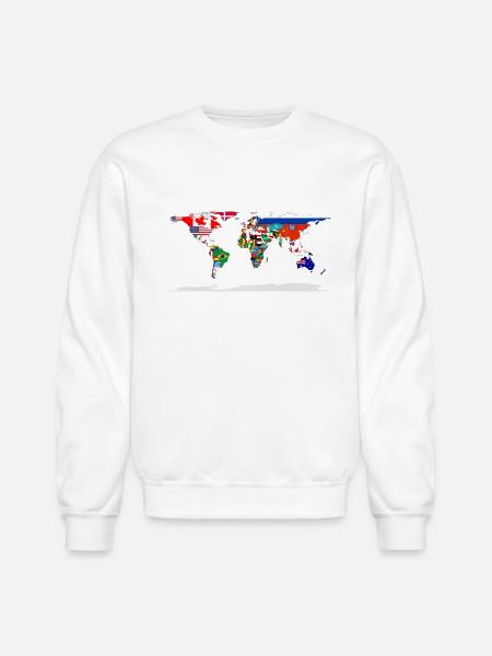 Flag Map Of The World - Unisex Crewneck Sweatshirt - white
