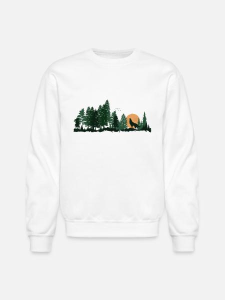 Wildlife Wolf Howling - Unisex Crewneck Sweatshirt - white