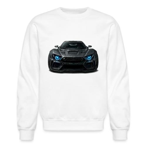 Futuristic Black Sports Car with Blue Lights - Unisex Crewneck Sweatshirt