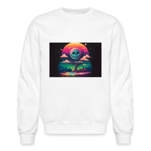 A Full Skull Moon Smiles Down On You - Psychedelic - Unisex Crewneck Sweatshirt