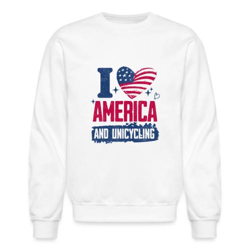 I Love America And Unicycling - Unisex Crewneck Sweatshirt