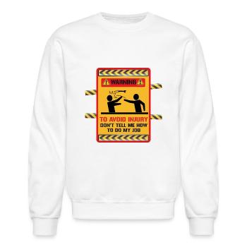 Warning I'm An Engineer - Unisex Crewneck Sweatshirt - white - Front - AI Model Female 172 light (172cm) & AI Model Male 185 dark (185cm)