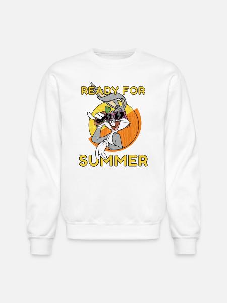 Looney Tunes Bugs Bunny Ready For Summer - Unisex Crewneck Sweatshirt - white