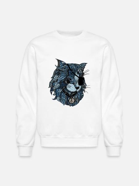 blue cat - Unisex Crewneck Sweatshirt - white