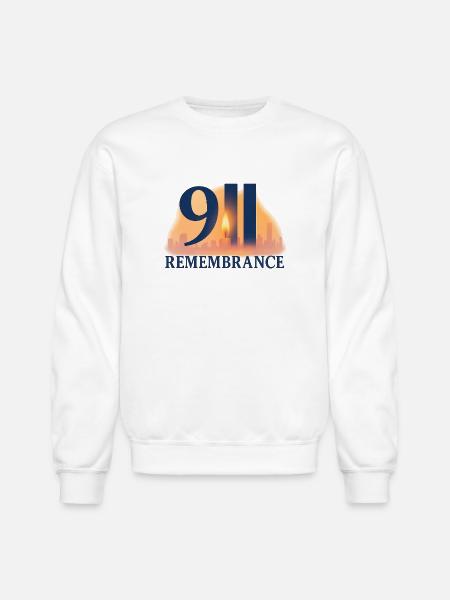 911 Remembrance Candle Skyline Design - Unisex Crewneck Sweatshirt - white