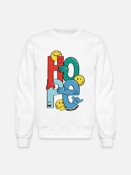 SmileyWorld Hope With Different Smileys - Unisex Crewneck Sweatshirt - white
