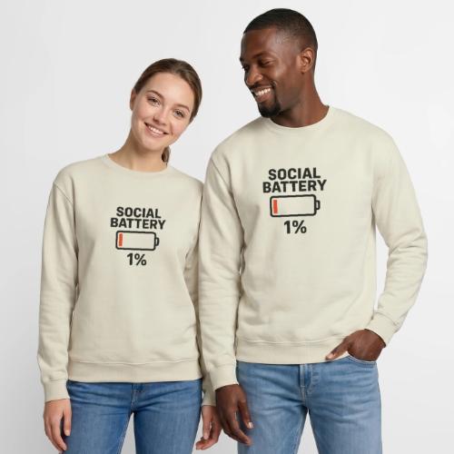 Social battery 1 percent - Unisex Crewneck Sweatshirt