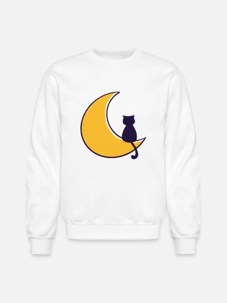 Lunar Cat - Unisex Crewneck Sweatshirt - white