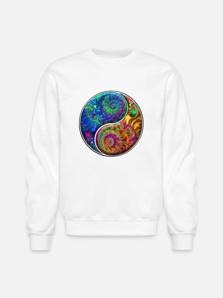 Fractal Yin Yang Yoga - Unisex Crewneck Sweatshirt - white