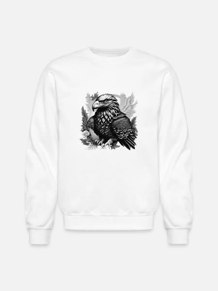 black and white eagle - Unisex Crewneck Sweatshirt - white