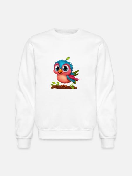 Cute Bird cartoon - Unisex Crewneck Sweatshirt - white
