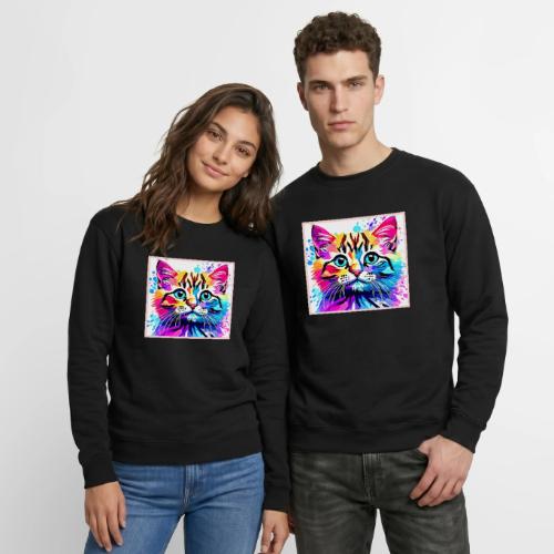 Vivid Kitty Vibes Design - Unisex Crewneck Sweatshirt