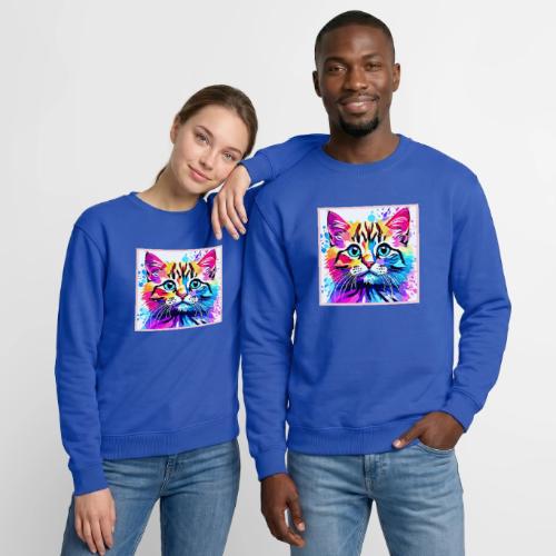 Vivid Kitty Vibes Design - Unisex Crewneck Sweatshirt