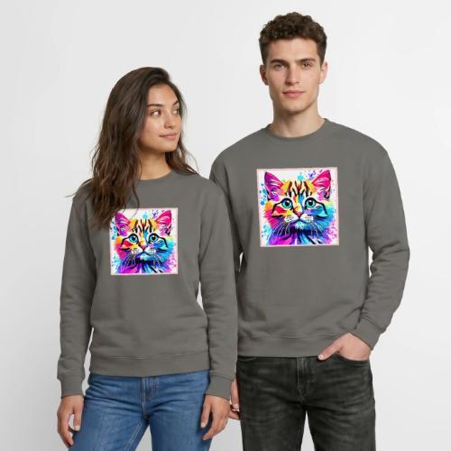 Vivid Kitty Vibes Design - Unisex Crewneck Sweatshirt