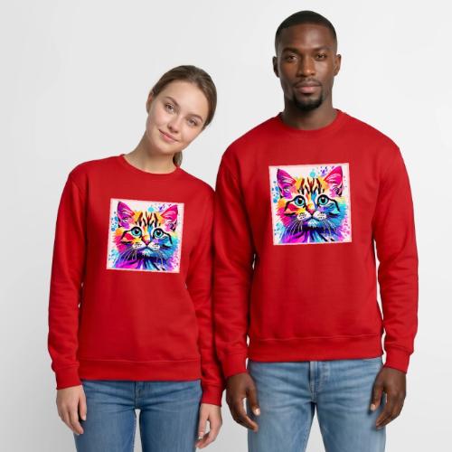 Vivid Kitty Vibes Design - Unisex Crewneck Sweatshirt