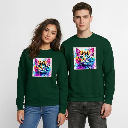 Vivid Kitty Vibes Design - Unisex Crewneck Sweatshirt