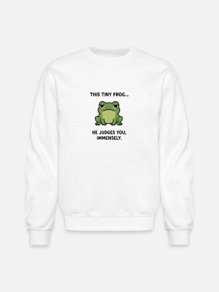 Frog Judges You, Immensely. - Unisex Crewneck Sweatshirt - white