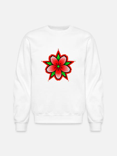 Red Cherry Blossom - Unisex Crewneck Sweatshirt - white