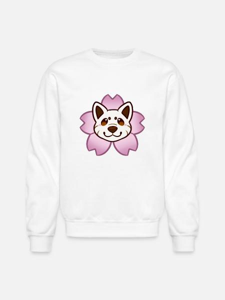 Sakura Shiba Inu Cream - Unisex Crewneck Sweatshirt - white