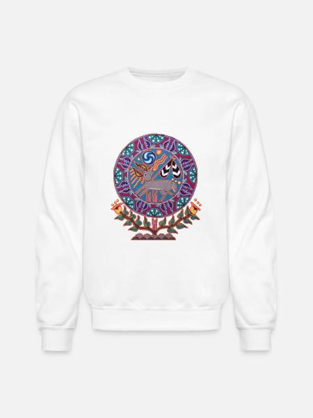 Native Huichol Peyote Deer - Unisex Crewneck Sweatshirt - white