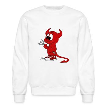 Beastie FreeBSD daemon - Unisex Crewneck Sweatshirt - white - Front - AI Model Female 172 light (172cm) & AI Model Male 185 dark (185cm)