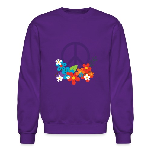 Hippie Peace Design With Flowers - Unisex Crewneck Sweatshirt