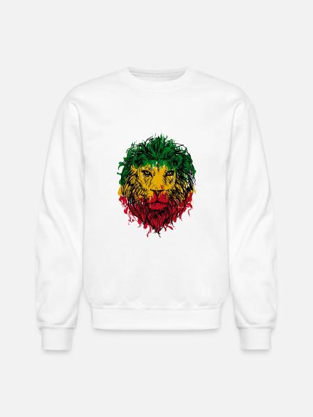 Africa map rasta lion - Unisex Crewneck Sweatshirt - white