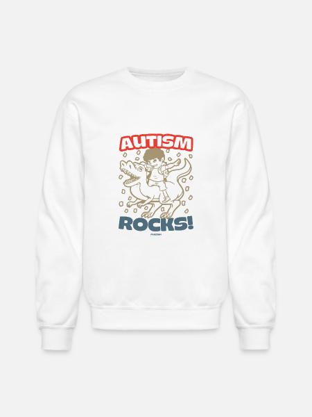 Autism rocks - Unisex Crewneck Sweatshirt - white