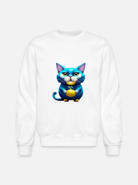 Cute cat funny blue cat - Unisex Crewneck Sweatshirt - white