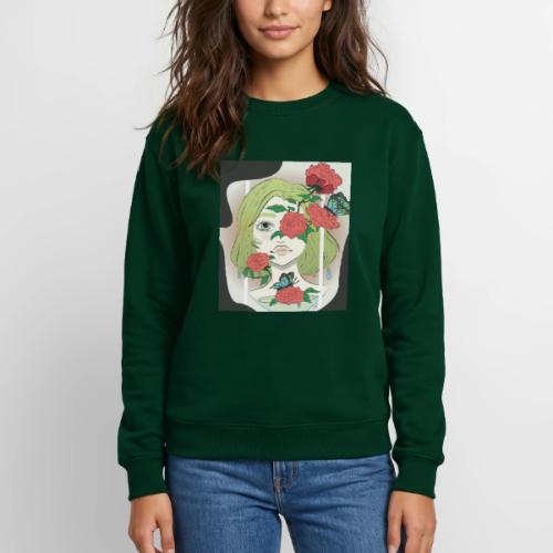 Girl with Rose Vine - Unisex Crewneck Sweatshirt