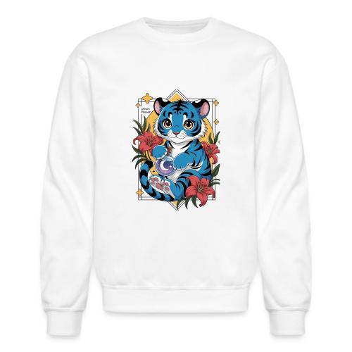 Mystic Blue Tiger Anime Potion Design – Cute tiger - Unisex Crewneck Sweatshirt