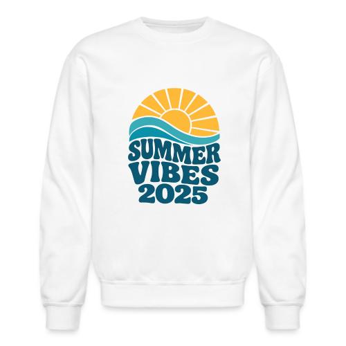 Summer Vibes 2025 Retro Sunset T-Shirt | Fun Beach - Unisex Crewneck Sweatshirt