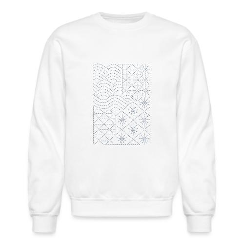 Geometric Wave & Star Sashiko Stitch Pattern - Unisex Crewneck Sweatshirt