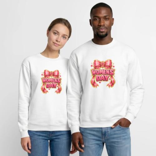 Cute Pink Bow Women’s Day Feminist Symbol - Unisex Crewneck Sweatshirt