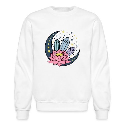 Half A Moon, Healing Crystals Lotus Flower - Unisex Crewneck Sweatshirt