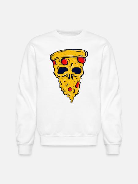 Neon Skull Pizza Slice - Unisex Crewneck Sweatshirt - white