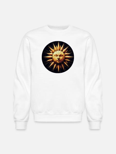 Golden Sun polygon art - Unisex Crewneck Sweatshirt - white