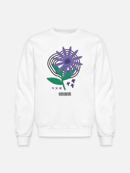 Bloom Code – Risograph Flower Art - Unisex Crewneck Sweatshirt - white