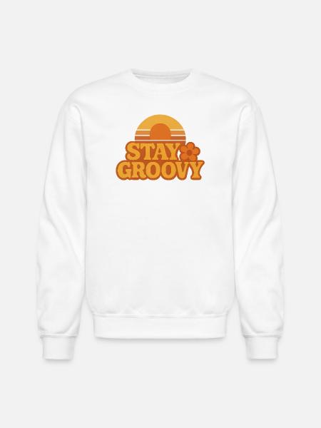 Retro Sunset Stay Groovy Graphic - Unisex Crewneck Sweatshirt - white