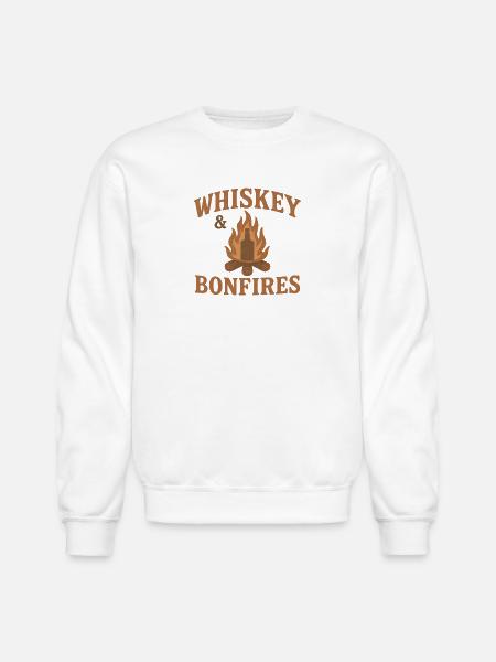 Whiskey Bonfires Outdoor Logo - Unisex Crewneck Sweatshirt - white