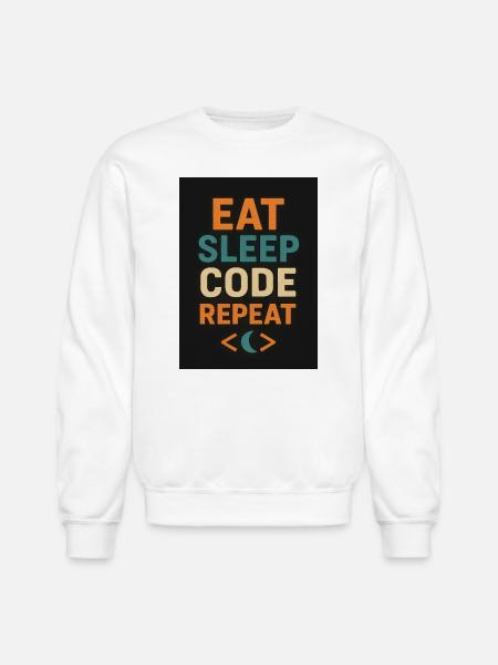 Eat Sleep Code Repeat Motivational Design - Unisex Crewneck Sweatshirt - white
